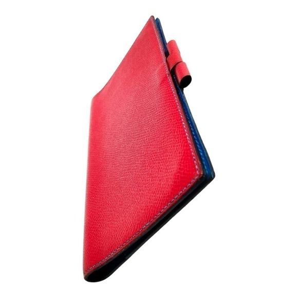 Hermes Red Epsom Leather Agenda Notebook Cover Red Blue - Picture 4 of 11